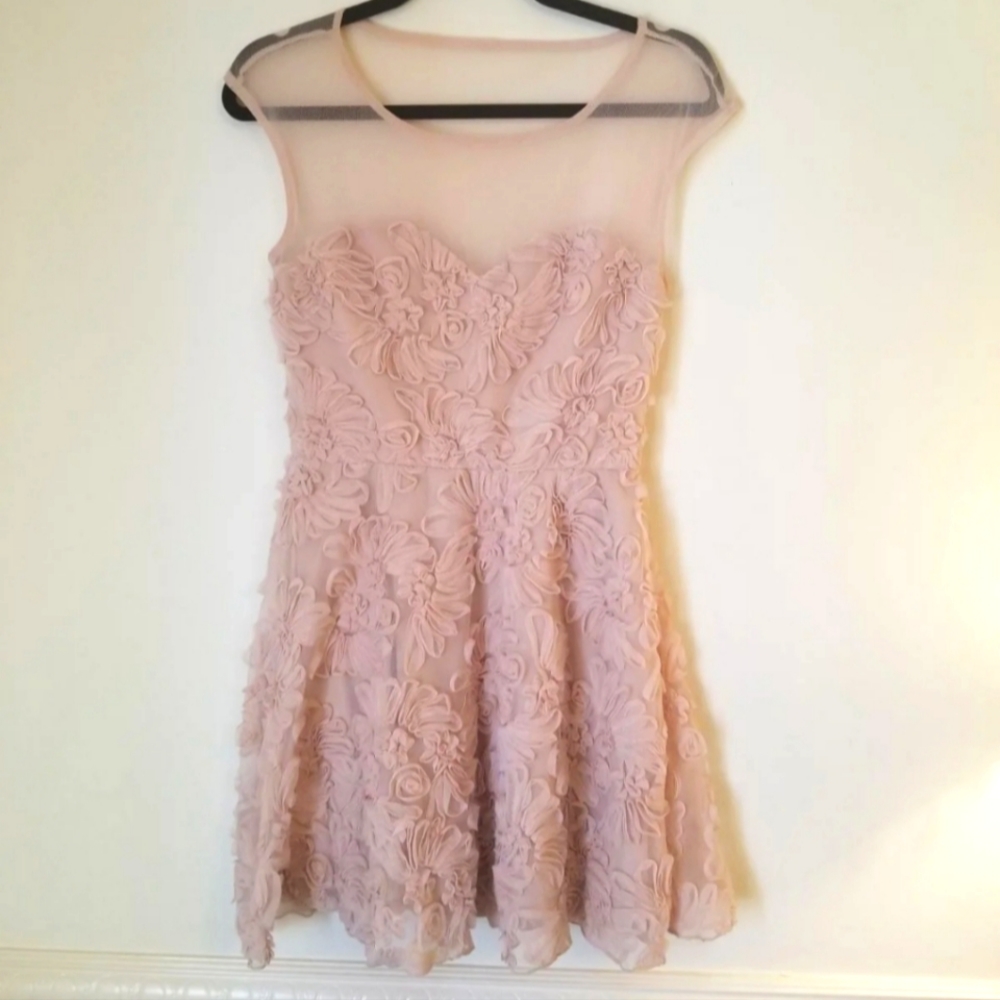 Blush Dress with Sheer Blush floral design - Jump Girl